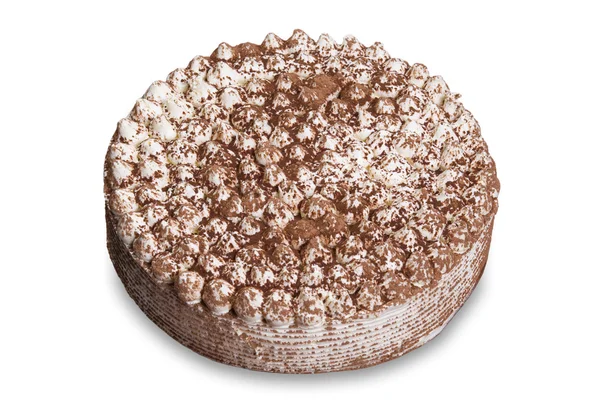 Tort z bitą śmietaną i kakao w proszku — Zdjęcie stockowe