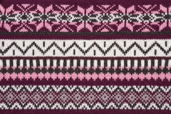 Brei trui, jumper textuur met winter ornament — Stockfoto