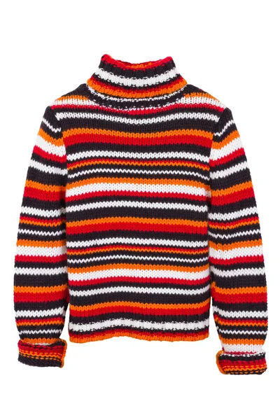 Pomarańczowy skoczek drutach, sweter, na białym tle — Zdjęcie stockowe