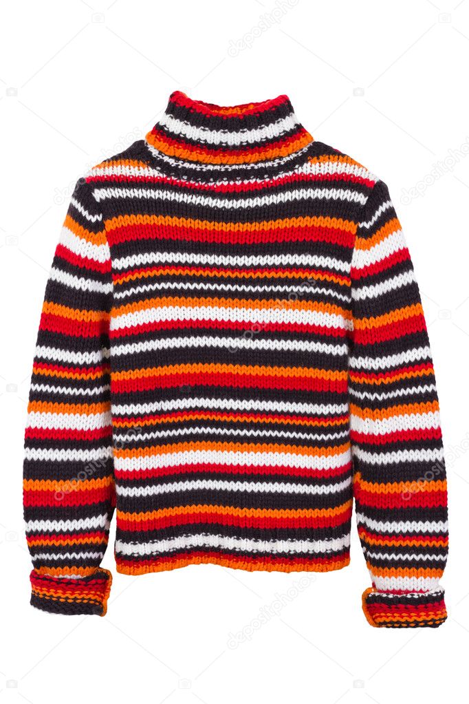 Orange knit jumper, sweater, isolated