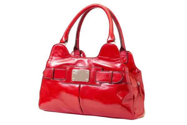Female red patent handbag — Stock Photo, Image