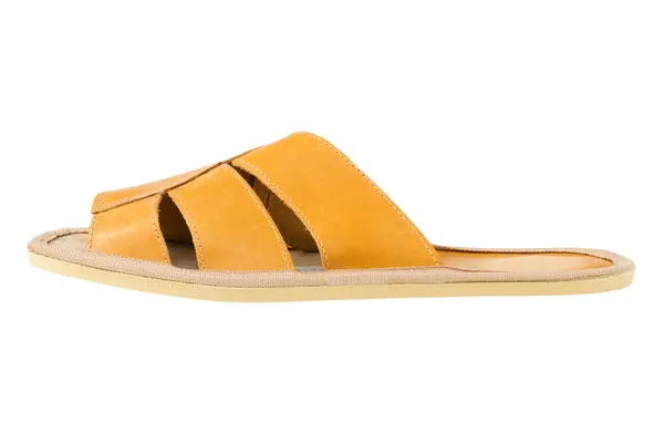 Cuir jaune isolé pantoufles confortables — Photo
