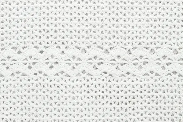 Pletená bílá textura, háčkování pozadí — Stock fotografie