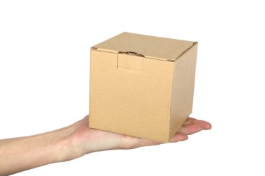 Man's hand with box clipart