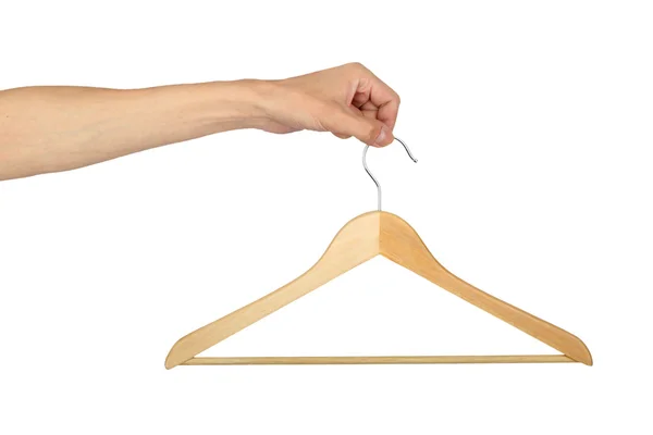 Man's hand with hanger — Stock Photo, Image