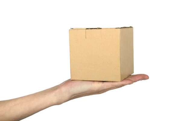 Männerhand mit Schachtel — Stockfoto