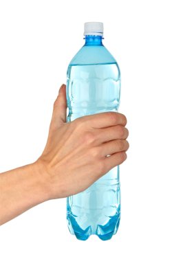 Man's hand with plastic bottle clipart