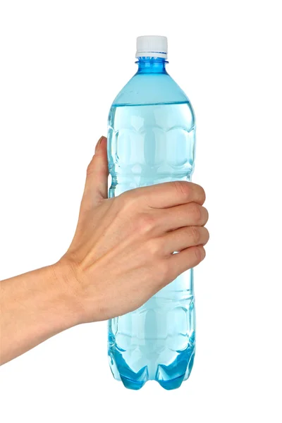 Man's hand with plastic bottle — Stock Photo, Image
