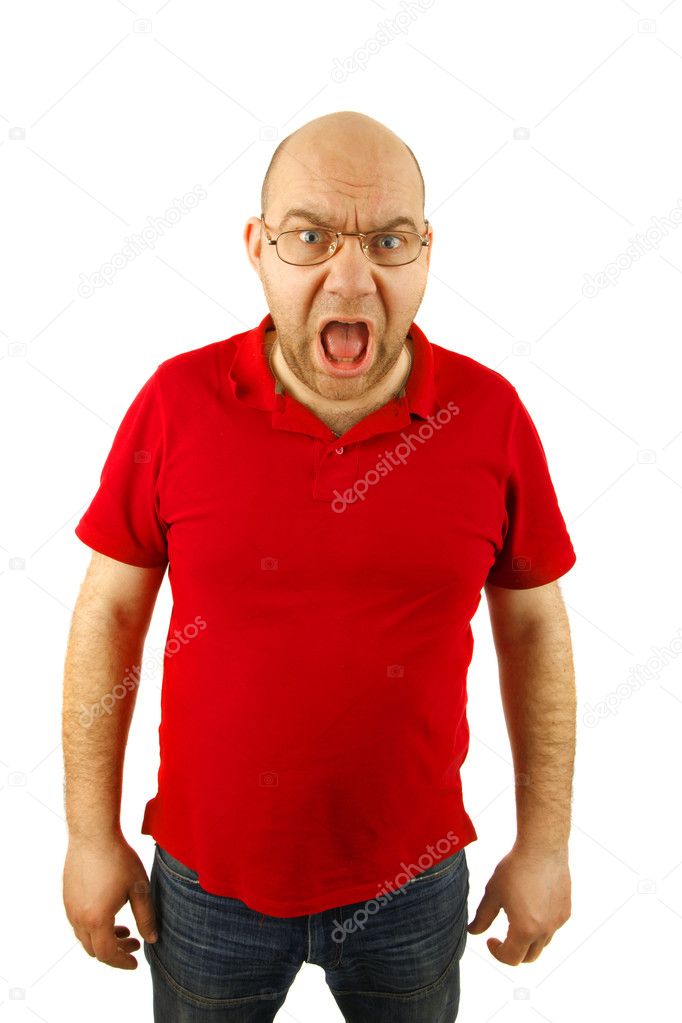 Angry man portrait isolated