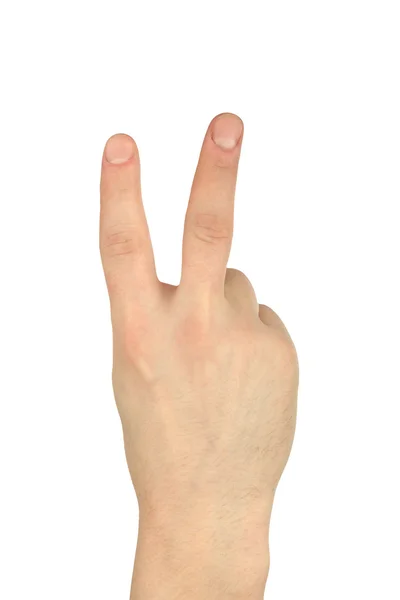 Két ujját a kéz gesztus — Stock Fotó