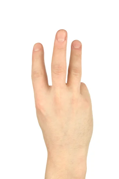 Τρεις δάχτυλο χέρι gestur — Φωτογραφία Αρχείου