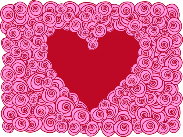 Rood hart met rozen — Stockvector