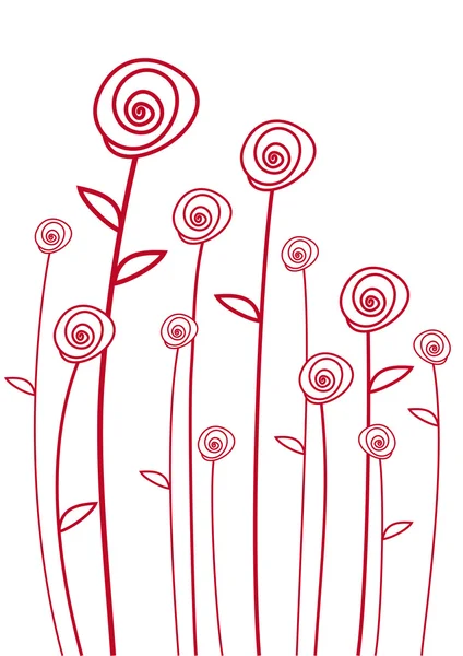 红玫瑰、 矢量 — 图库矢量图片