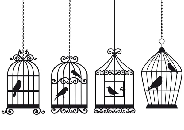 Sztuka klatki dla ptaków z ptaków Wektory Stockowe bez tantiem