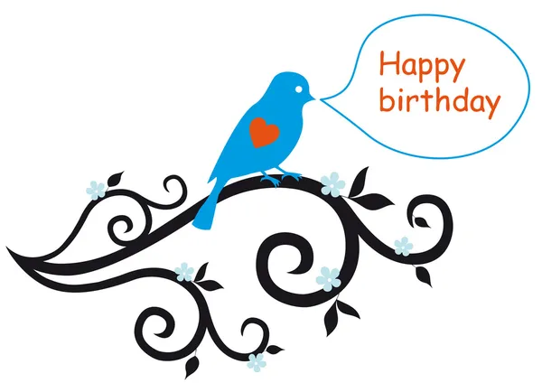 Mutlu doğum günü kartı ile cennet papağanı — Stok Vektör