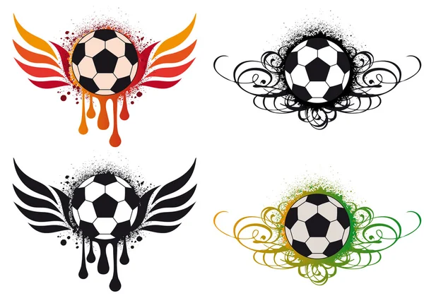 Grungy ποδόσφαιρο με φτερά — Διανυσματικό Αρχείο