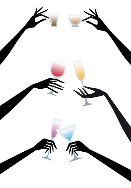 Τα χέρια με τα ποτά, διάνυσμα — Διανυσματικό Αρχείο