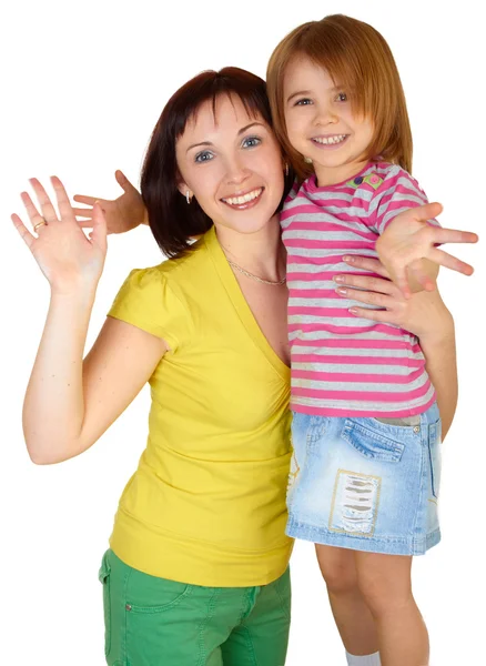 Glad mamma med lilla dotter — Stockfoto