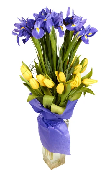 Kytice tulipánů a kosatce Stock Obrázky