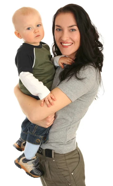 Glückliche Mutter mit kleinem Sohn Stockfoto