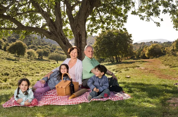 Großeltern-Enkel-Picknick — Stockfoto
