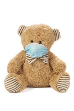 Stuffed bear in madical mask clipart