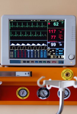 Diagnostic instrument displaying pulse, blood-pr clipart