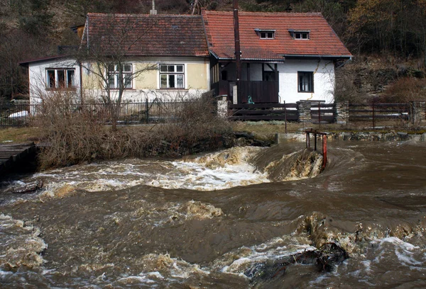 stock image Flooded house in Moravian city