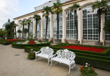 Flower garden of Castle in Kromeriz, Czech Republic clipart