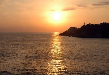 sunset, puerto escondido Meksika sırasında Beach