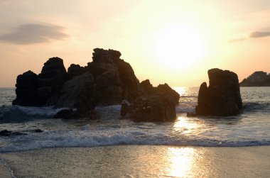 sunset, puerto escondido Meksika sırasında Beach