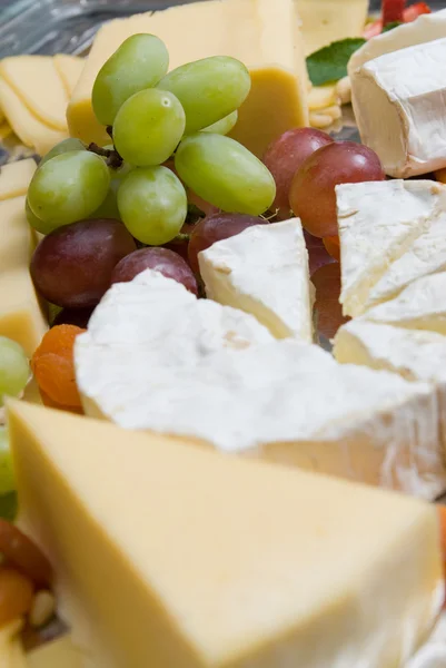 stock image Appetizer from cheese and grape