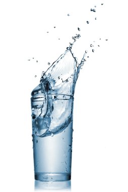 Water splash in glass isolated on white clipart