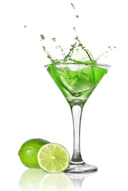 Green alchohol cocktail with splash clipart