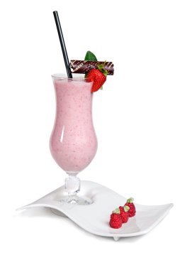 Strawberry milkshake isolated on white clipart