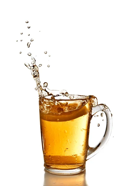 Lemon dropped into tea cup — Stock Photo, Image
