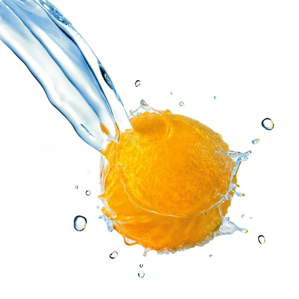 Fresh water splash on yellow grapefruit — Stock Photo, Image