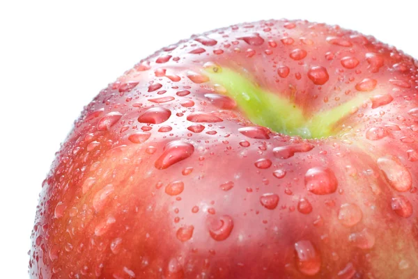 Красное яблоко с каплями воды — стоковое фото