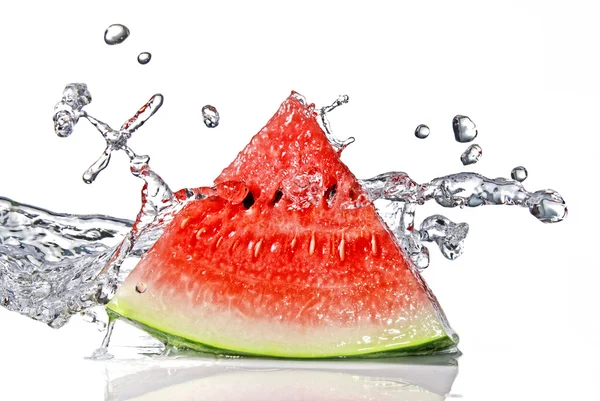 Watermeloen en water splash — Stockfoto