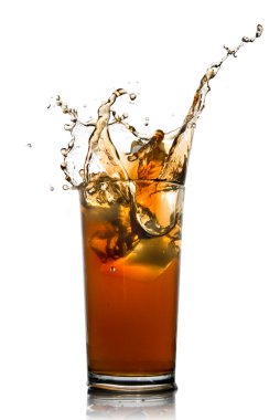 Beautiful splash of cola in glass clipart