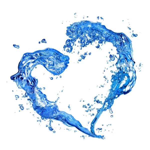 Coração de respingo de água com bolhas — Fotografia de Stock