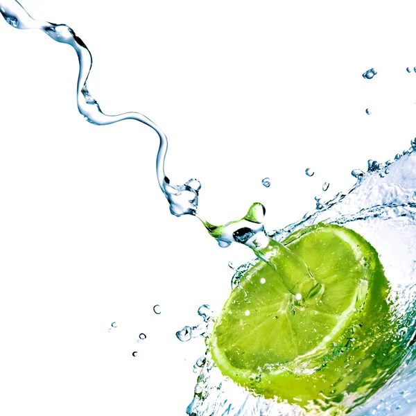 Fresh water drops on lime Stock Photo