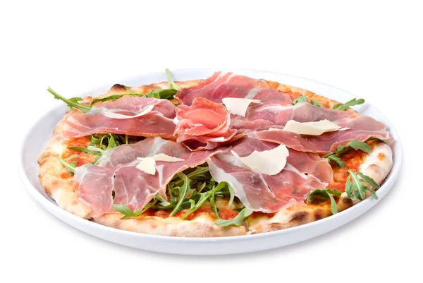 Italiensk pizza med skinka och ost — Stockfoto