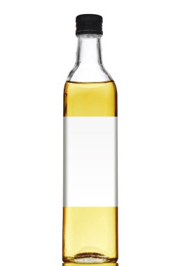 zeytinyağı şişesi boş etiketi üzerinde beyaz izole