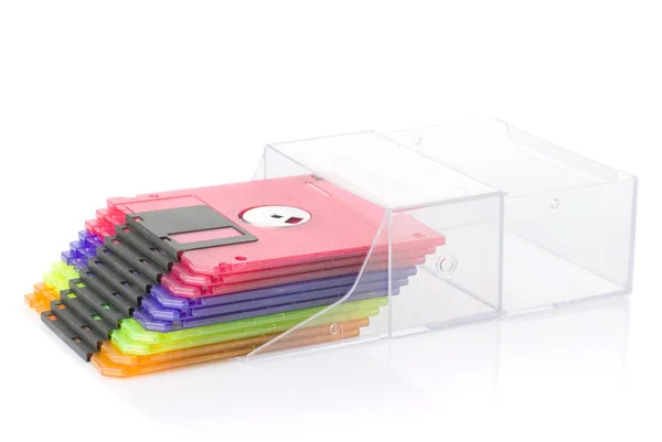 Renk disketler üzerinde beyaz izole — Stok fotoğraf