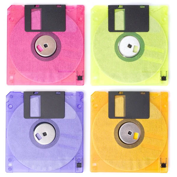 Color floppy disks isolated on white — Stock Photo, Image