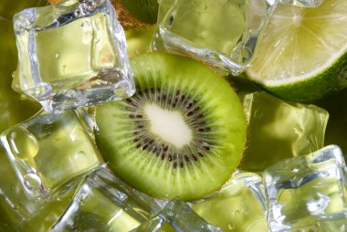 Fresh kiwi with ice clipart