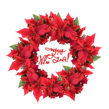 Christmas wreath from poinsettia clipart