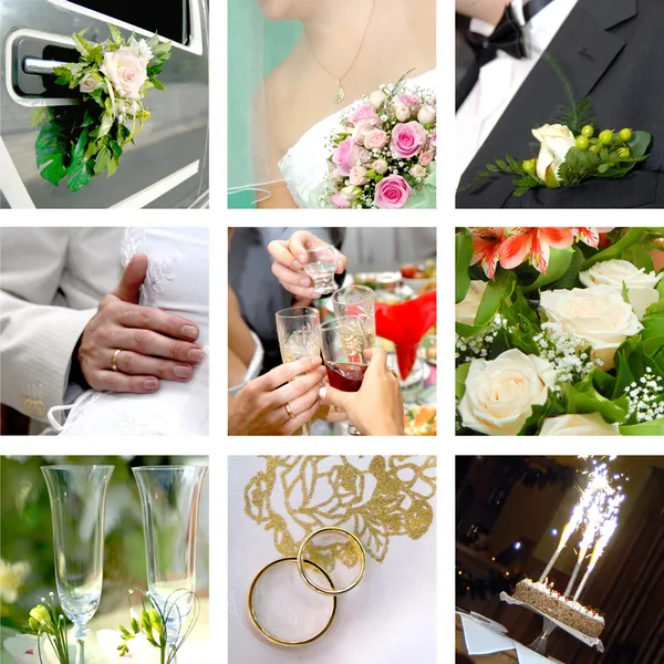 Conjunto de fotos de casamento de cor — Fotografia de Stock