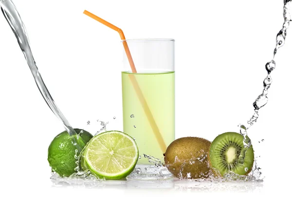 Kalk och kiwi juice med splash — Stockfoto